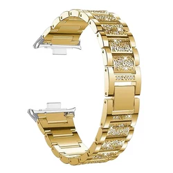 Luxury Stainless Steel Diamond Bling Bracelet Band for Redmi Watch 6 5 (Gold - S)