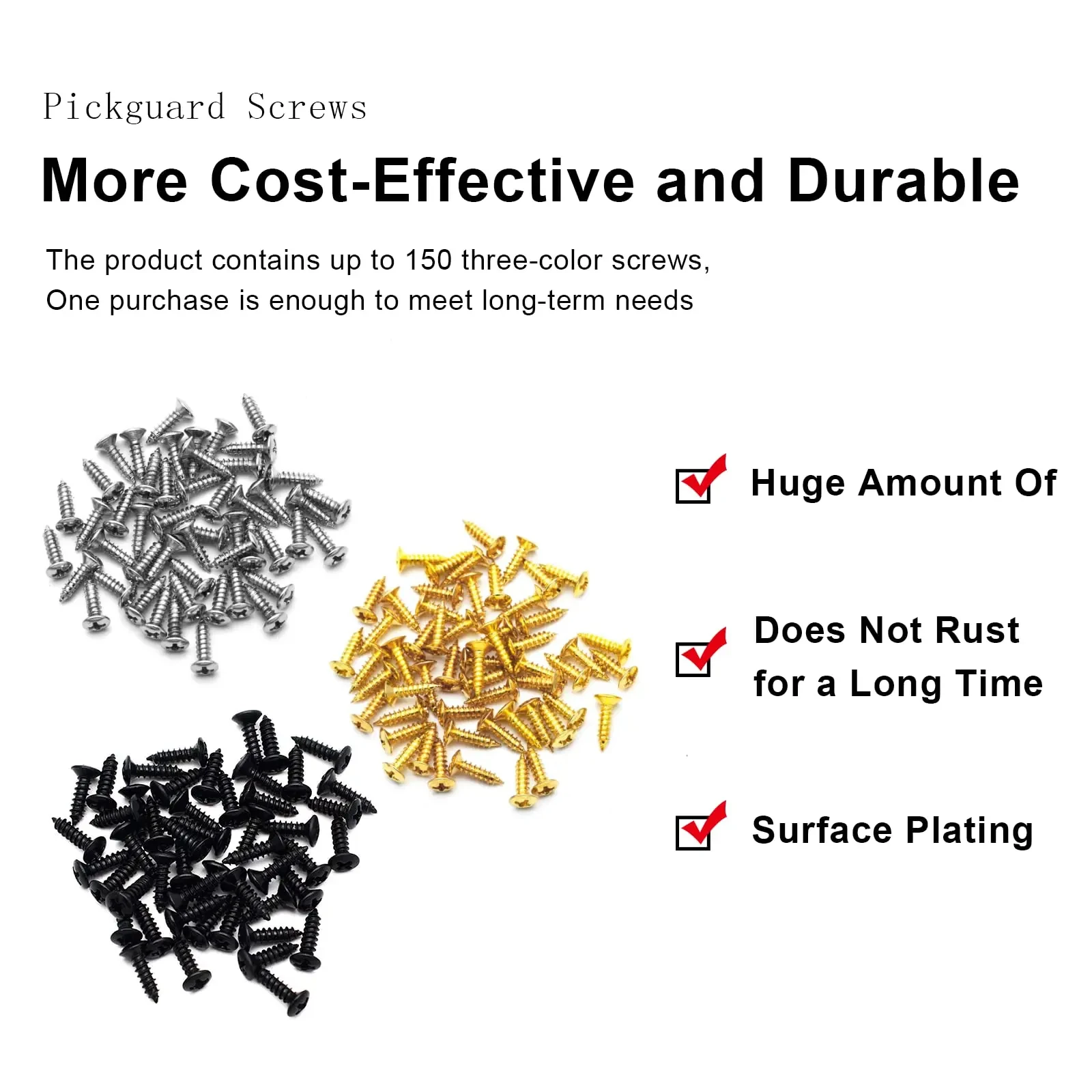 Electric Guitar Screws 50pcs/set 3x12mm Pickguard Backplate Assembly Accessories Electric Guitar Bass