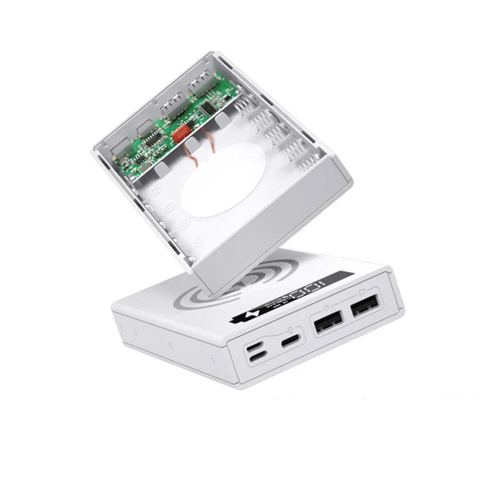 빠른 충전 무선 보조베터리 케이스 5*18650 플랫 헤드 배터리 DIY 쉘 배터리 없이 휴대용 분리 가능