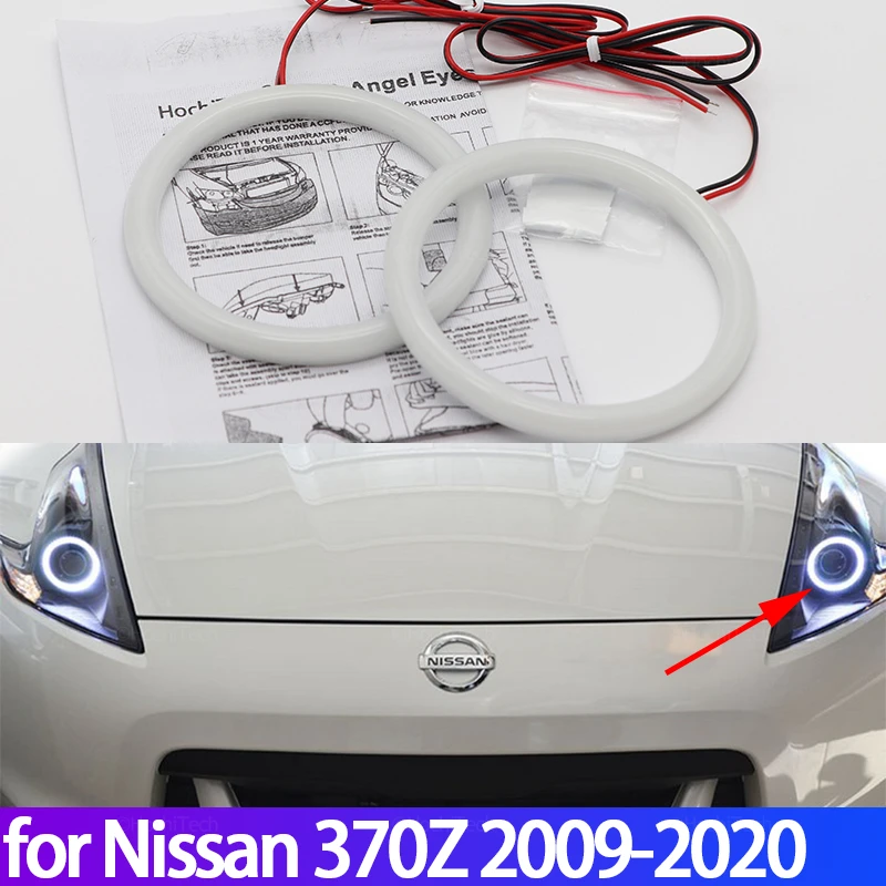 For Nissan 370Z 2009-2020 Car Accessories Ultra Bright Day Light Drl Cotton Angel Eyes Demon Eyes Kit Warm White Halo Ring
