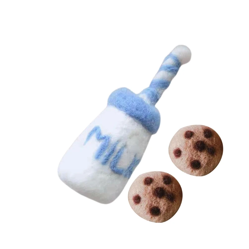 

DIY Baby Wool Felt Milk Bottle+Cookies Decorations Newborn Photography Props Infant Photo Shooting Accessories Drop Shipping