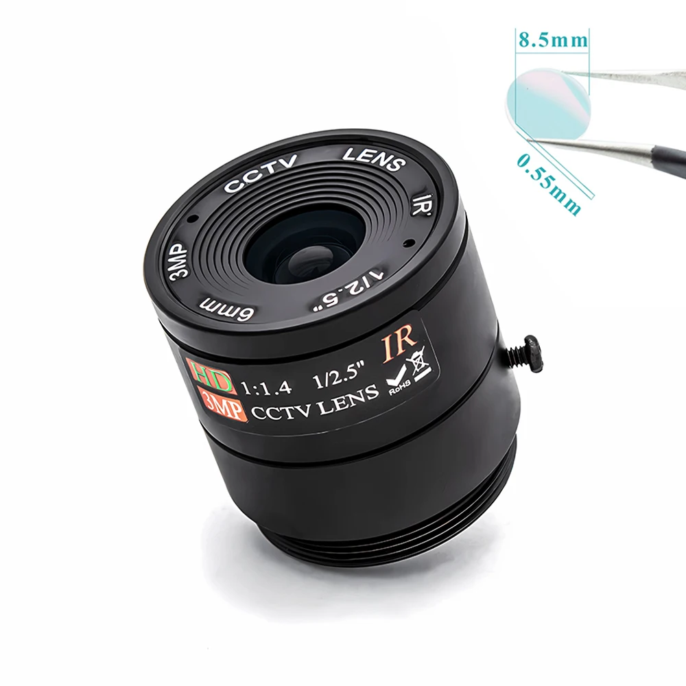3MP 4/6/8mm CS Mount Lens 1/2.5 Inch Format F1.4 Aperture For Industrial Machine