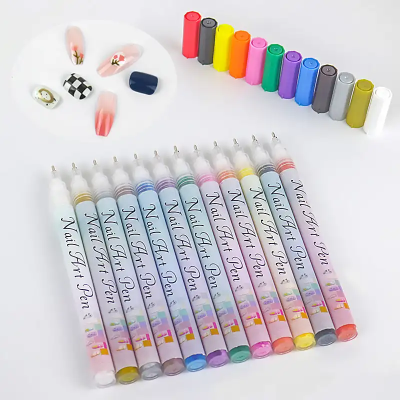 12-Color Professional Nail Art Pen Set DIY Nail Art Pens Line Drawing and Detailing Tools for Manicure Nail Designs