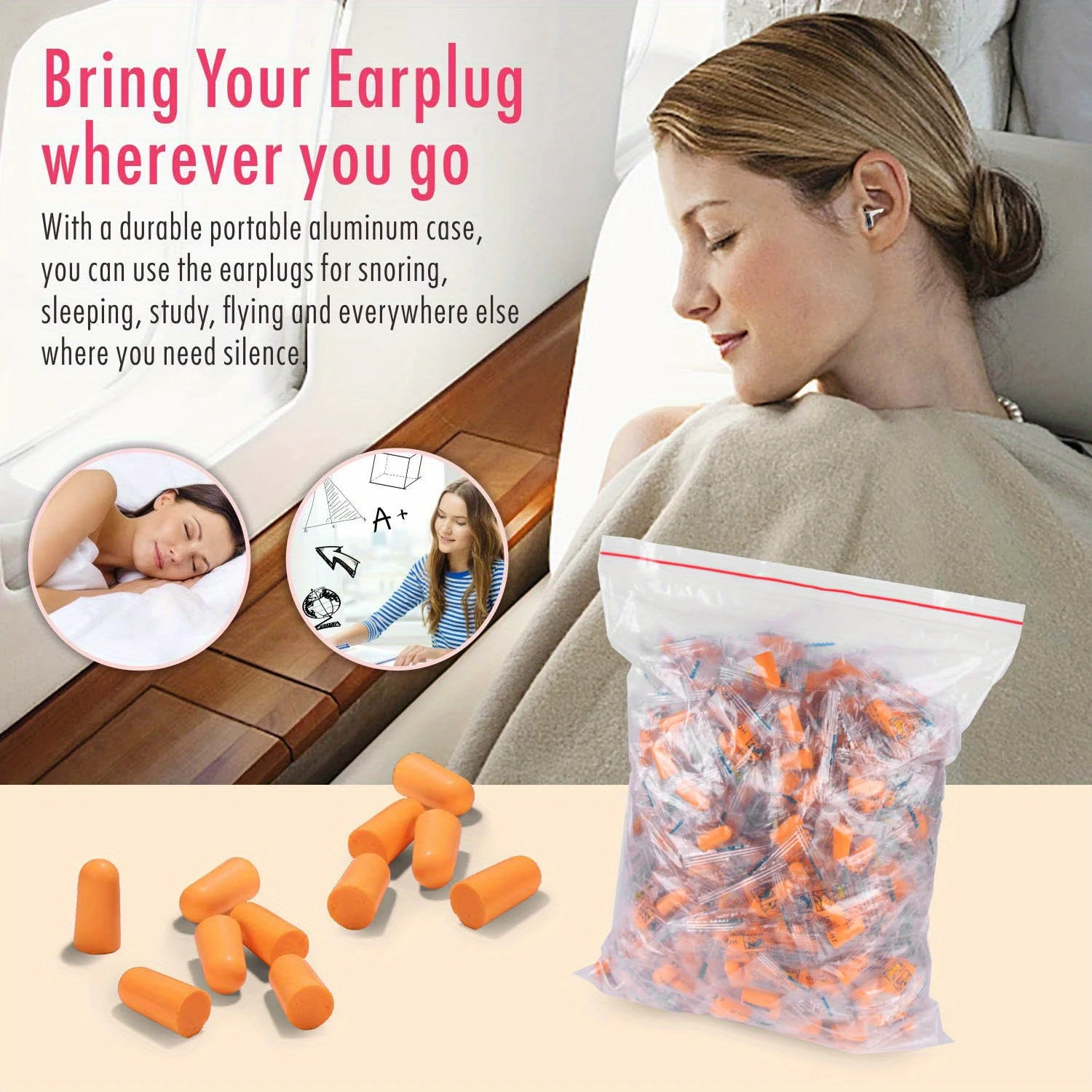 Premium Noise Reduction Foam Earplugs - Superior Comfort for Sleep and Work