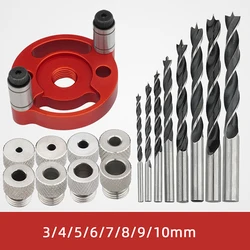 3-10mm Wood Dowel Jig Self Centering Drilling Guide Locator Steel Bushing Woodworking Vertical Pocket Hole Jig Hole Puncher Tool