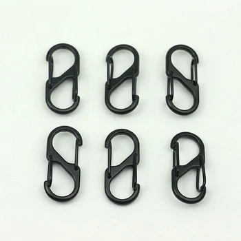 10pcs Stainless Steel S Type Carabiner With Lock Mini Keychain Hook Anti-Theft Outdoor Camping Backpack Buckle Key-Lock Tool