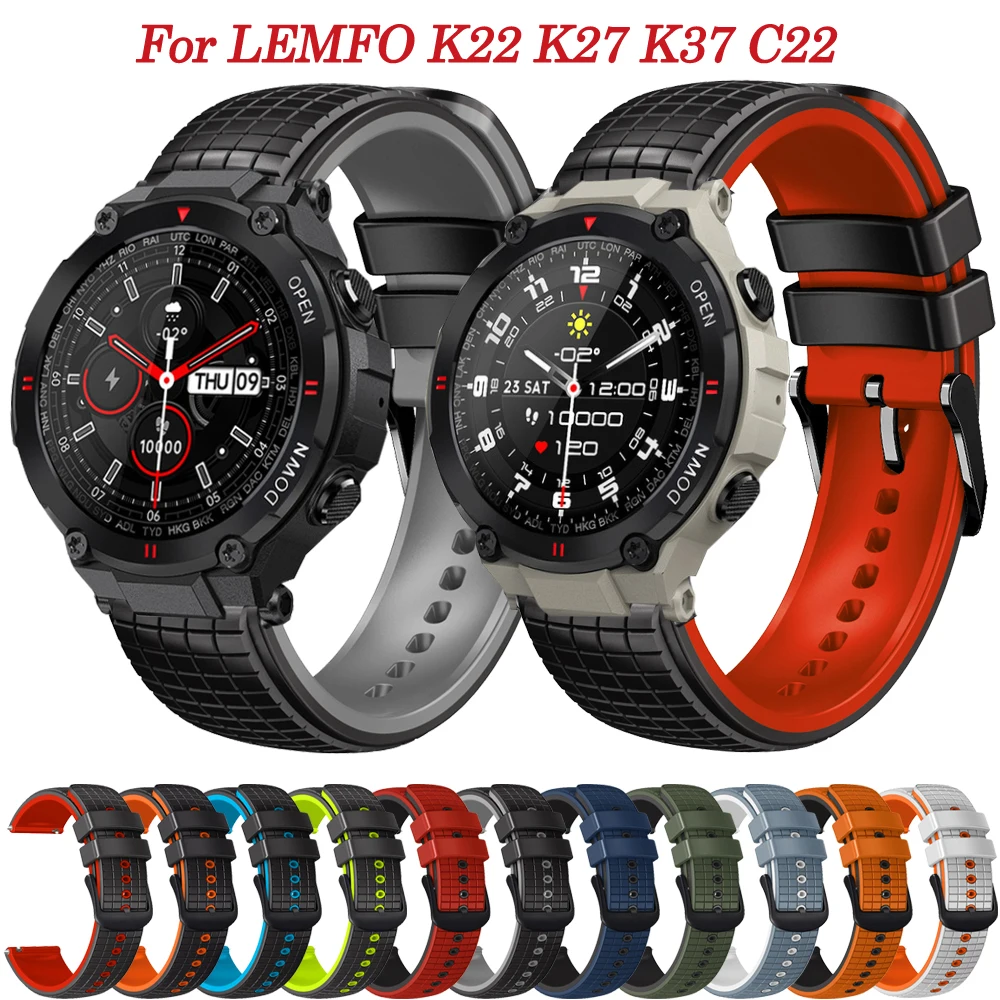 

Replacement 22mm Silicone Watch Compatible With LEMFO K22 K27 K37 C22 LEM56 DM50 Watchbands For K22 PRO Wristband Bracelet Strap