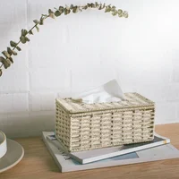 Rattan Tissue Box Vintage Napkin Holder Case Clutter Storage Container Cover Living Room Desk Decoration 2