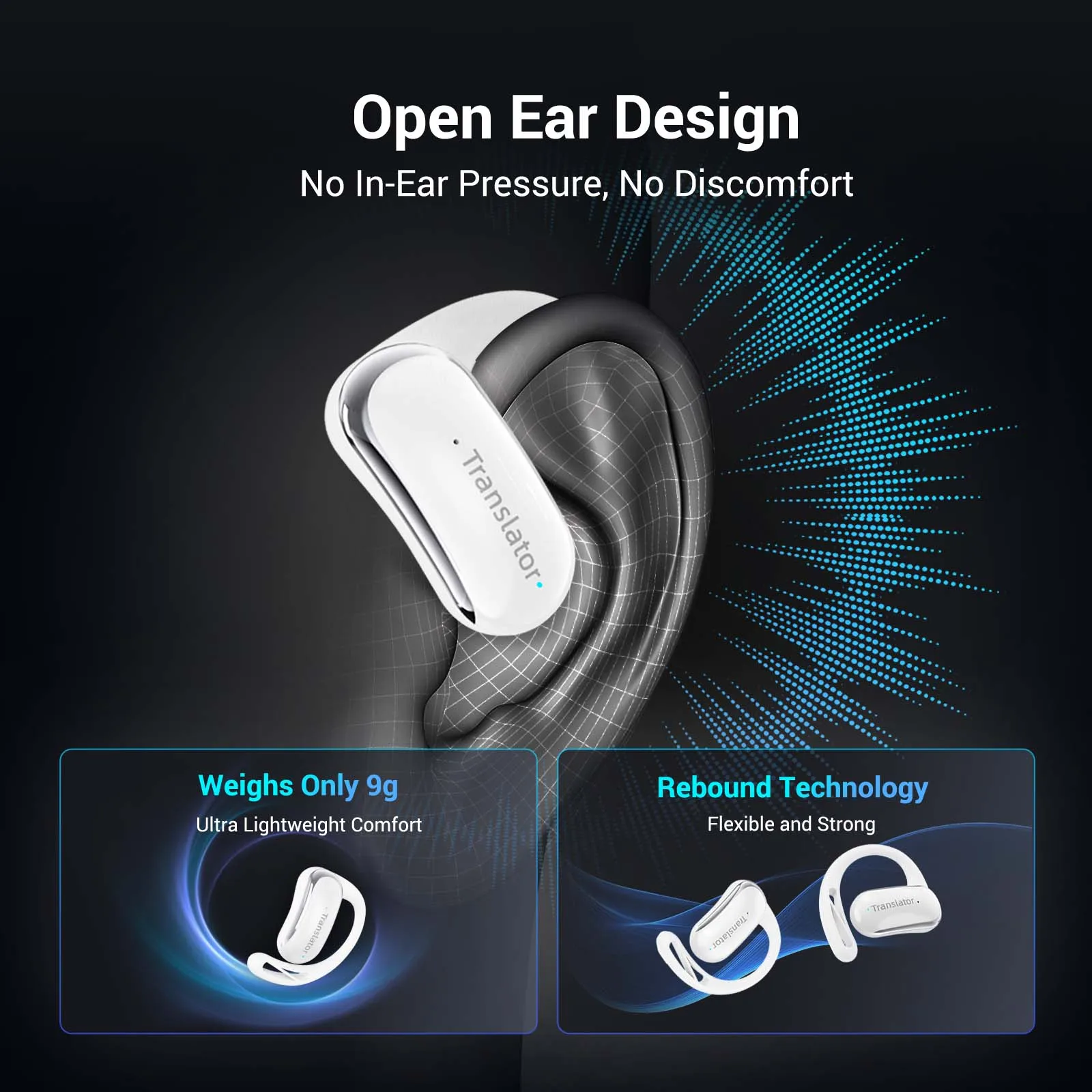 Wooask [F56] Language Translator Earbuds Open-ear Voice Translation Headphones 144 Languages with 11 Offline Packs 98% Accuracy