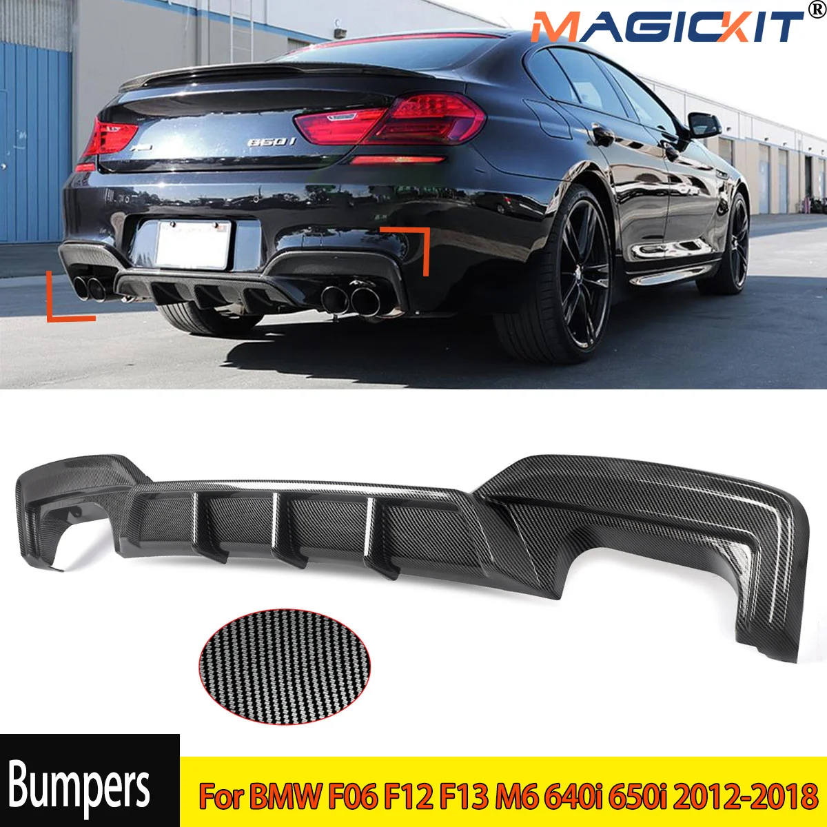 Lèvre de diffuseur de pare-chocs arrière aspect carbone, pour BMW F06 F12 F13 M6 640i 650i 2012 – 2018