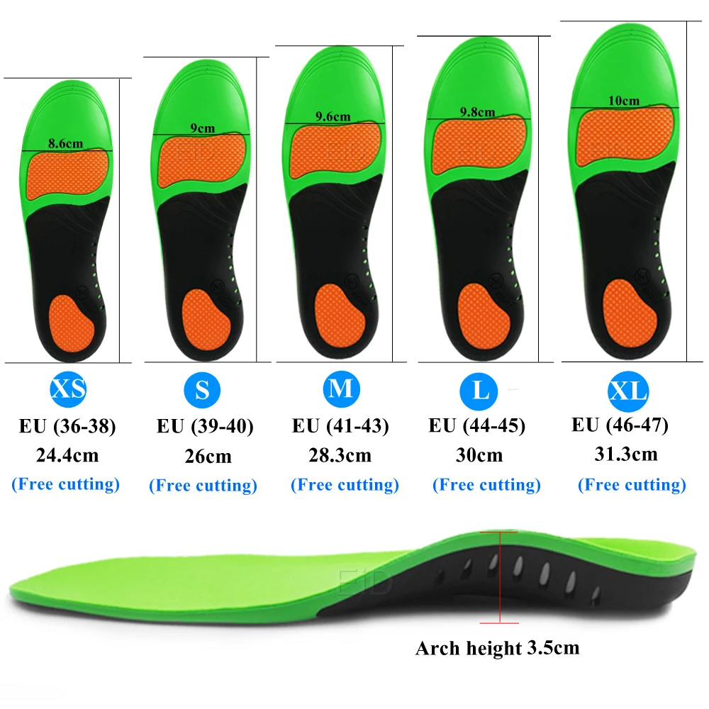 High Arch Support Insoles Orthopedic Shoes Sole For Feet Arch Pad Relieve Plantar Fasciitis Pain Flat Foot Sports Insert sport insoles