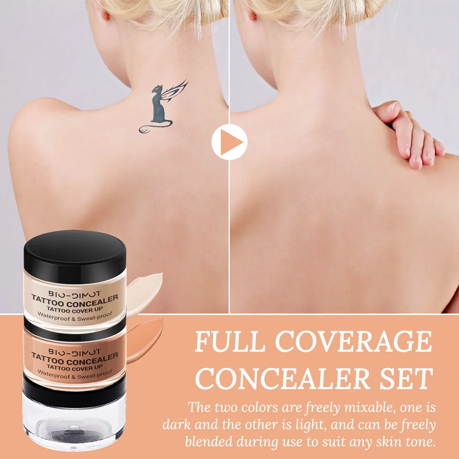 Waterproof Full Coverage Concealer Cream For Tattoos And Scars_voghion.com