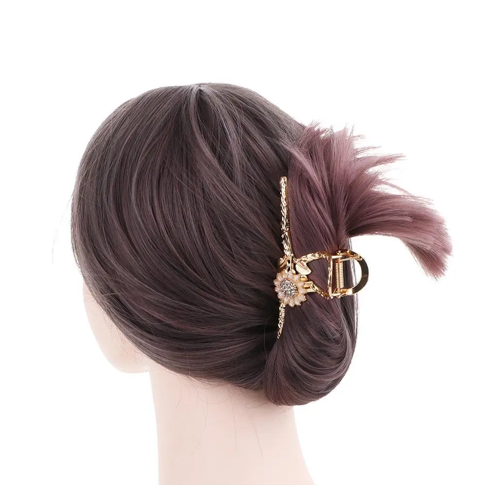 

Women Girl Ladies Gold Color Sun Flower Hairpin Hair Accessories Diamond Metal Hair Claws Barrettes Korean Style Shark Clip