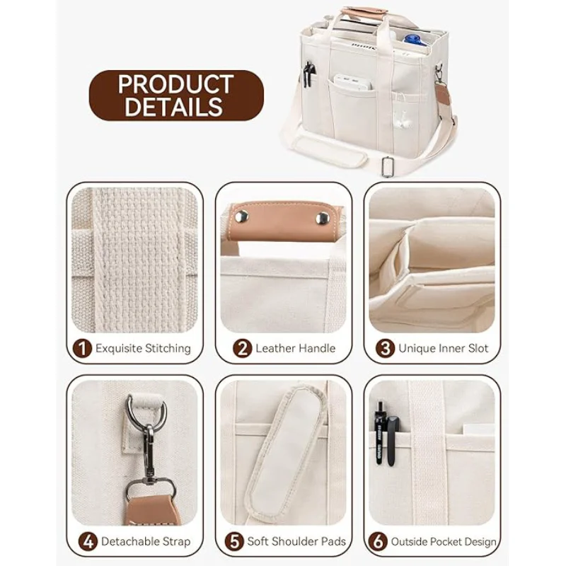 Damen-Canvas-Handtasche mit mehreren Fächern, großes Fassungsvermögen, lässige Shopper-Schultertasche für Damen, Mumie-Tasche_voghion.com
