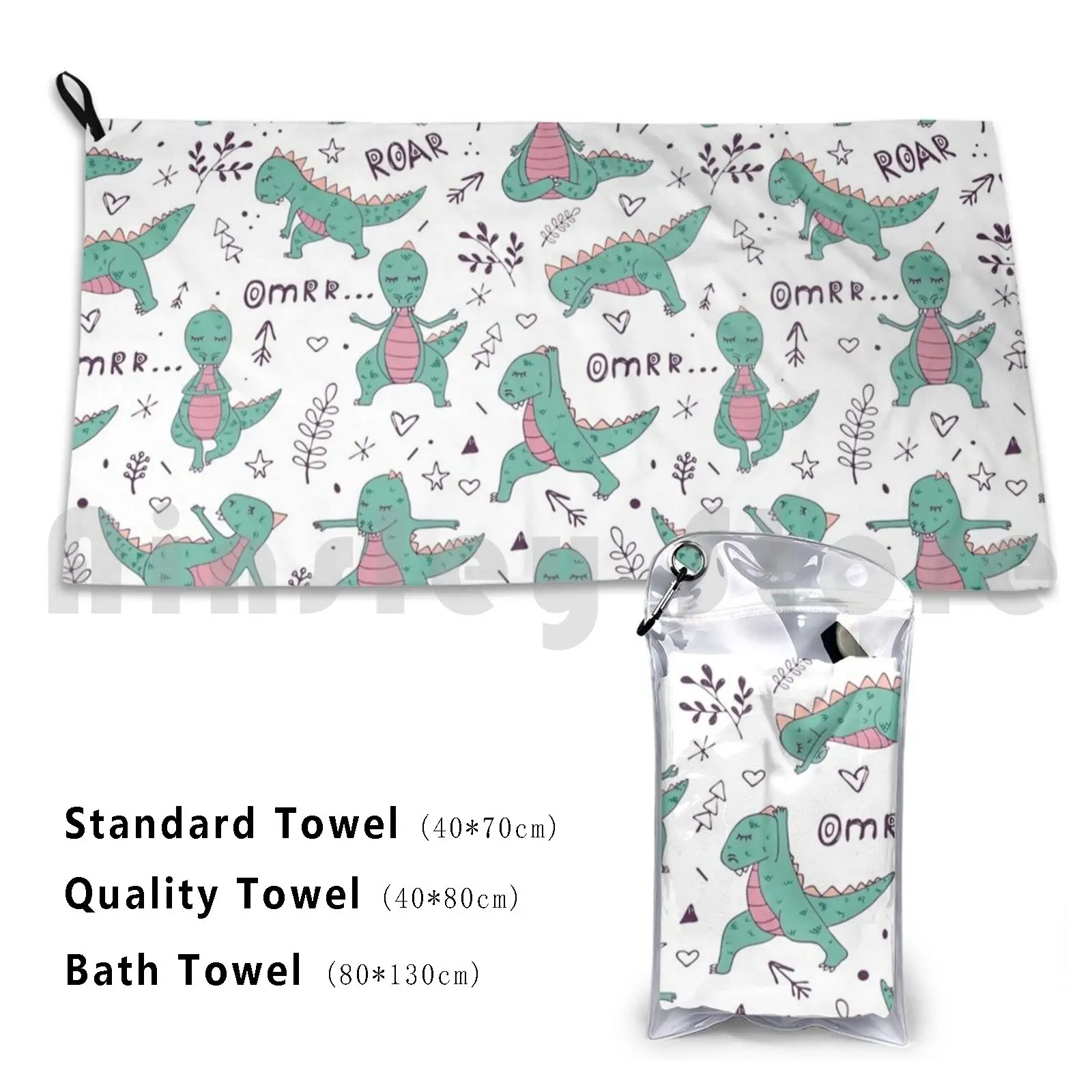 Dinosaur In Yoga Asana Bath Towel Beach Cushion Dino Dinosaur Yoga Meditation Relax Sport Fitness Asana