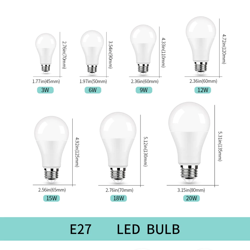 Ampoule LED E14 B22, Lampe de 3W, 6W, 9W, 12W, 15W, 18W, 20W, Projecteur Blanc  Froid/Chaud, 5 Pièces/Lot, 12-85V - AliExpress