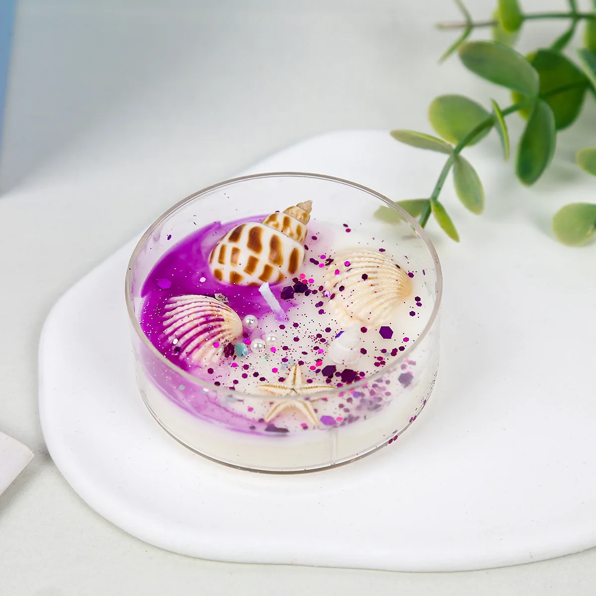 Elegant Ocean-Inspired Scented Candle Jar with Glittering Sea Shells - Perfect for Wedding Centerpieces and Guest Gifts