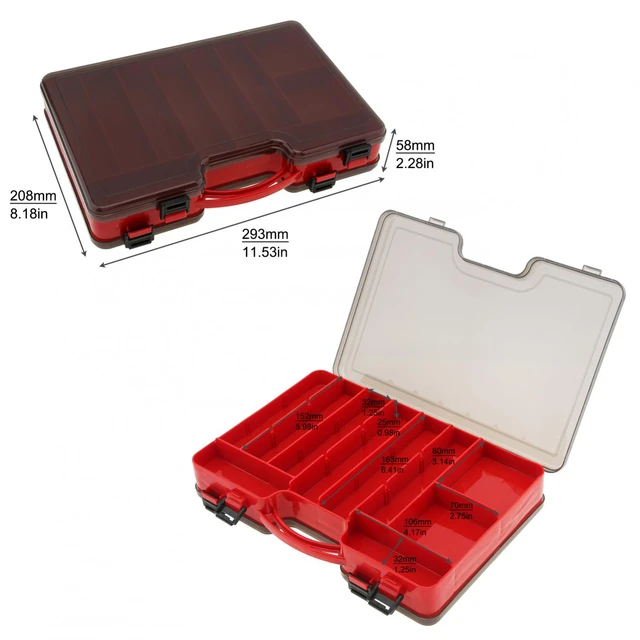 Portable PP Material Double Sided 44 Compartments Red Plastic Fishing  Tackle Storage Box Large Translucent Hard Case - AliExpress