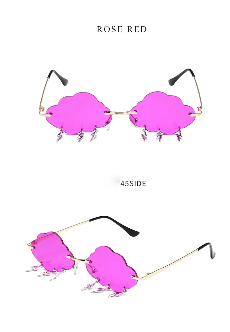 Vintage Clouds Tassel Ladies Sunglasses Fashion Steampunk Rimless Driving Eyewear Women's Sun Glasses Shades UV400 rose gold sunglasses