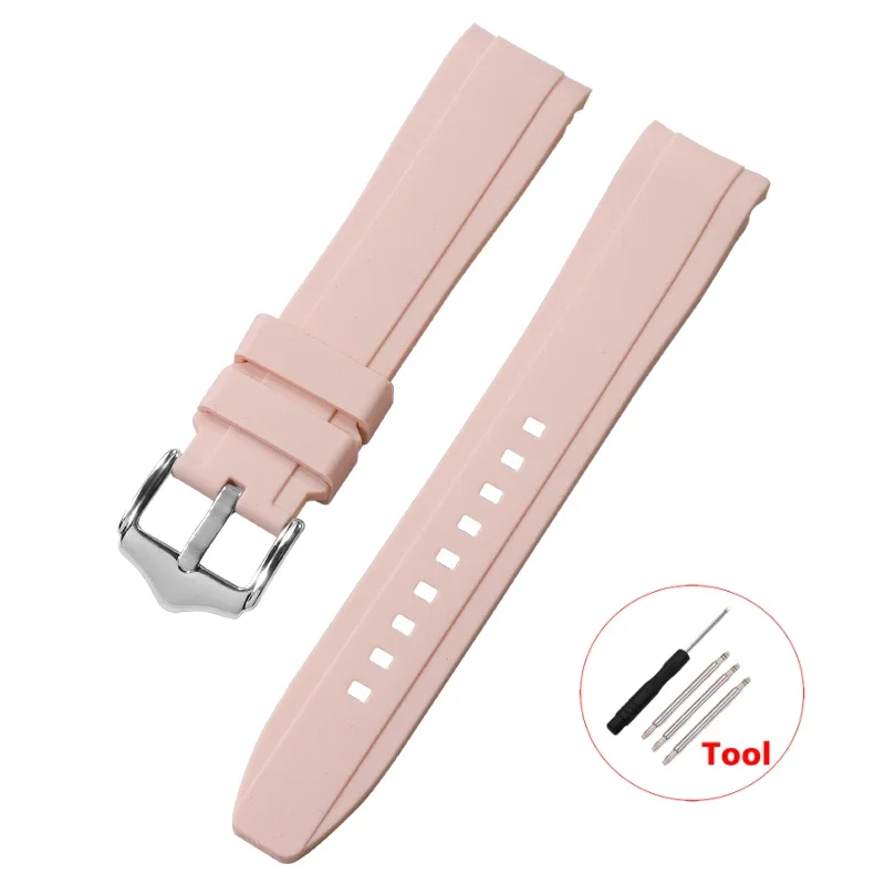 High-Quality Waterproof Curved End Silicone Watch Band - 20mm/22mm Rubber Strap