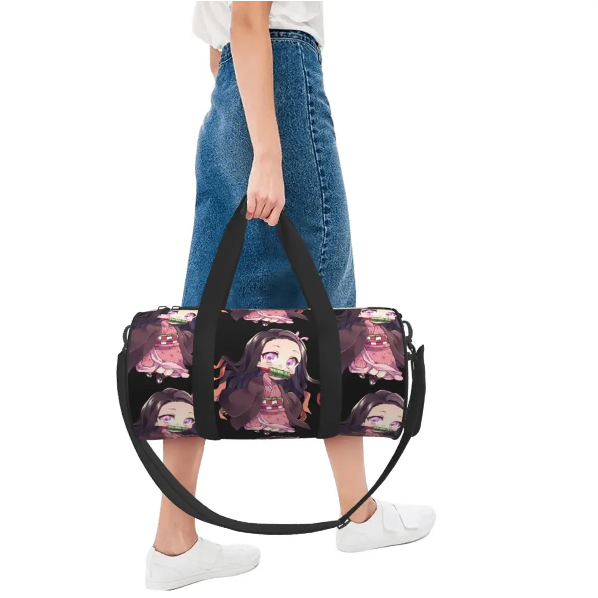 Nezukos Anime Sport Bags Japanese Girl Kawaii Gym Accessories Gym Bag Weekend Men's Design Handbag Luggage Vintage Fitness Bag 5
