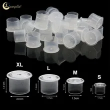 

Free Shipping 100pcs S/M/L/XL Disposable Microblading Plastic Tattoo Ink Cups Accessories Clear Holder Container Caps