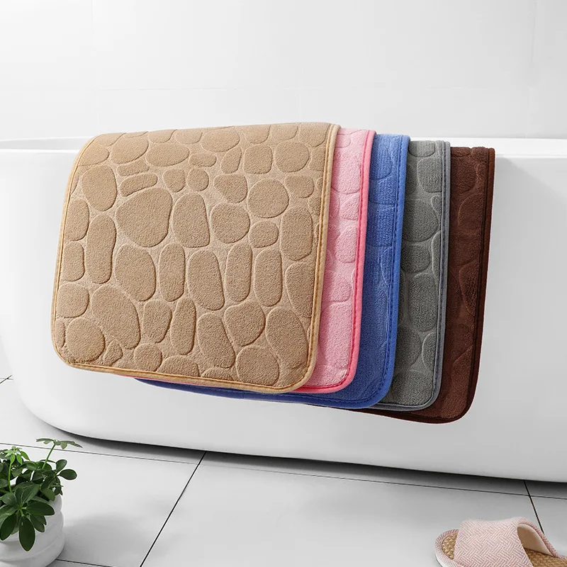 Pebble Embossed Coral Velvet Bathroom Non Slip Mat Household Quick Drying Small Carpet Machine Washable Home Floor Rugs floor mat bathroom mat absorbent bathroom mat bathroom floor mat bath mat