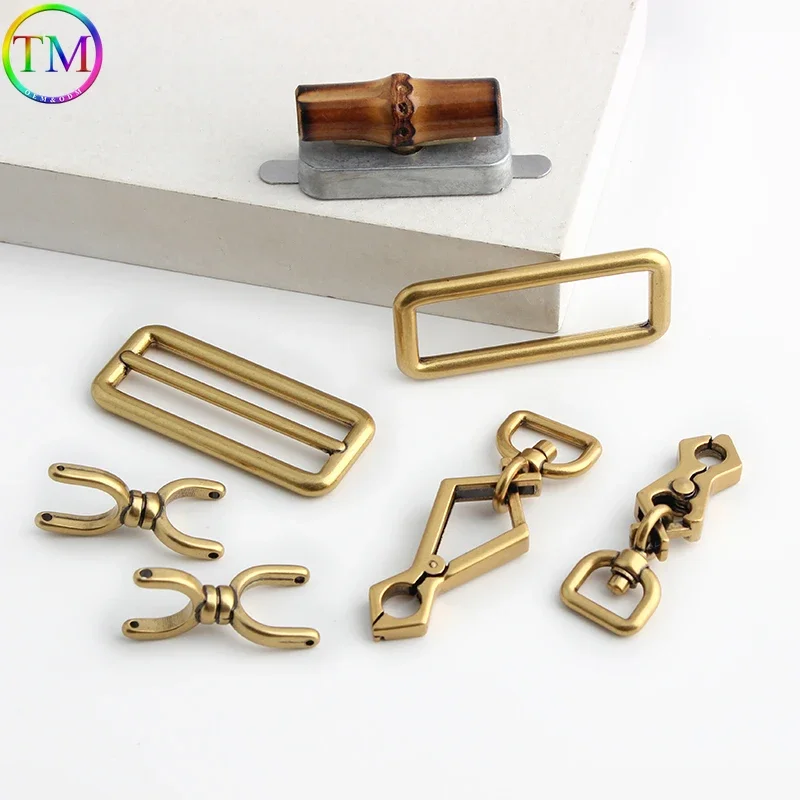 Metal Purse Hardware Complete Set of Bamboo Handle Bag Turn Closure Accessories And Tassel Hook Pendant Connector Hang For Bags