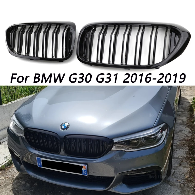 

Front Bumper Grill For BMW 5 Series M5 G30 G31 520i 530i 540i ABS 2-Slat Gloss Black Front Kidney Grille