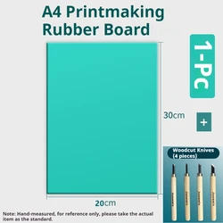 Soft Carving Rubber Block Printmaking Stamp Kit - A3/A4/A5 Sheets for Art and Craft Linoleum Projects (3mm A4 Set)