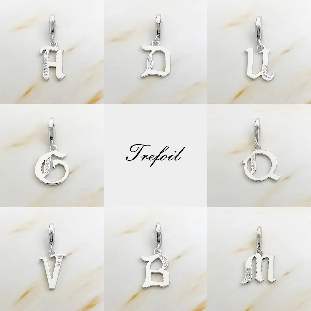 

Charms Pendant Lucky 26 Letters Alphabet A to Z 925 Sterling Silver Fine Jewelry Accessories Fit Bracelet Necklace Trendy Gift
