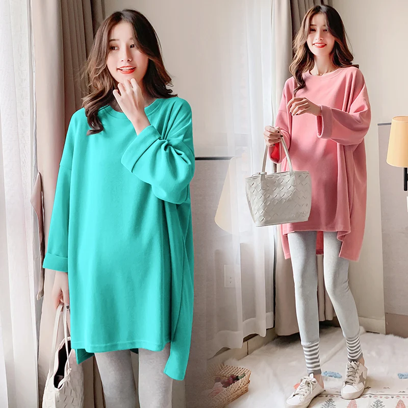 

7058# Autumn Fashion Maternity Tees Oversize Loose Shirt Clothes for Pregnant Women Casual Spring Pregnancy Tops Hoodies