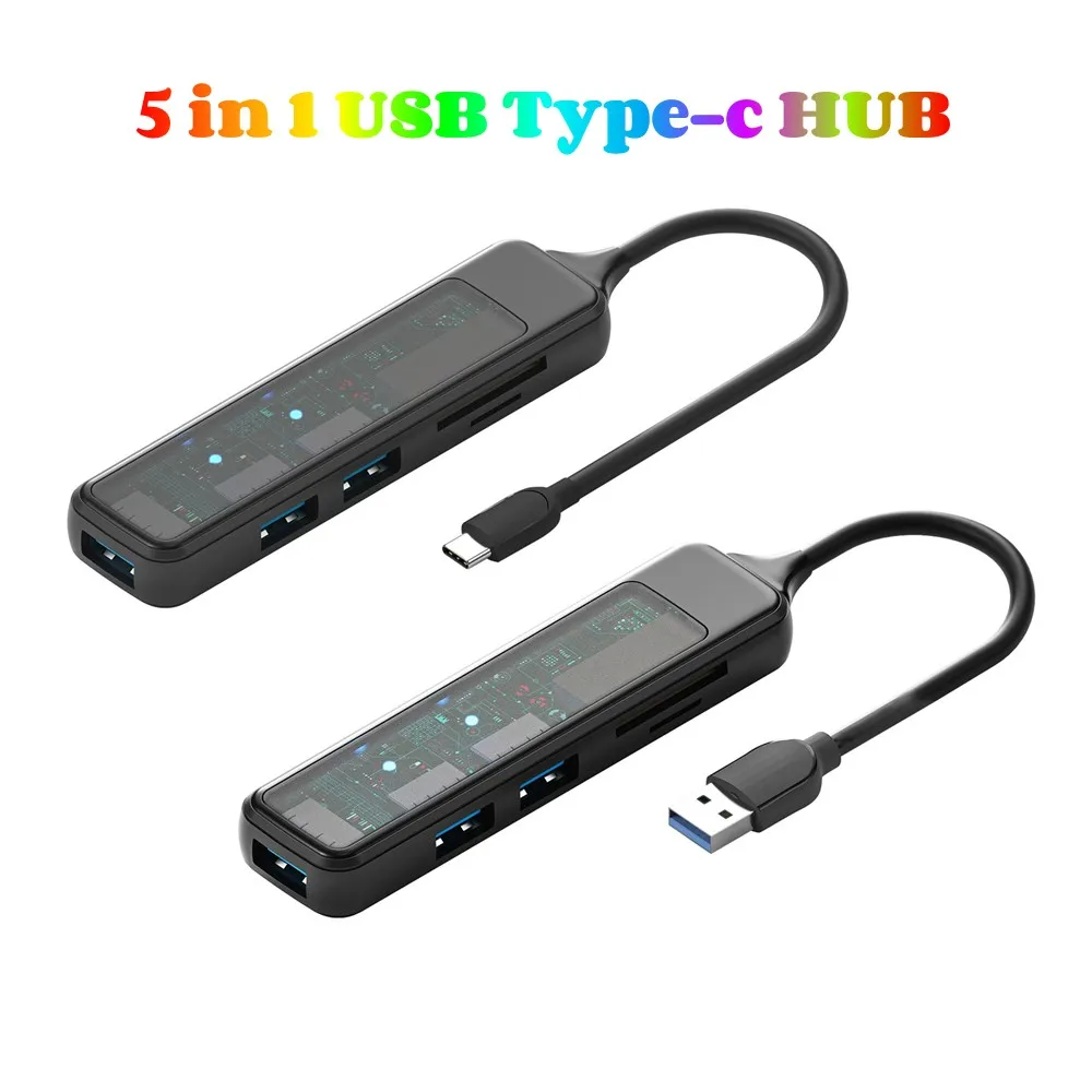 

Type-c USB Hub Splitter Expander with TF SD Reader Slot USB 3.0 Type C Adapter Extender for Computer Laptop Macbook Pro Air mini