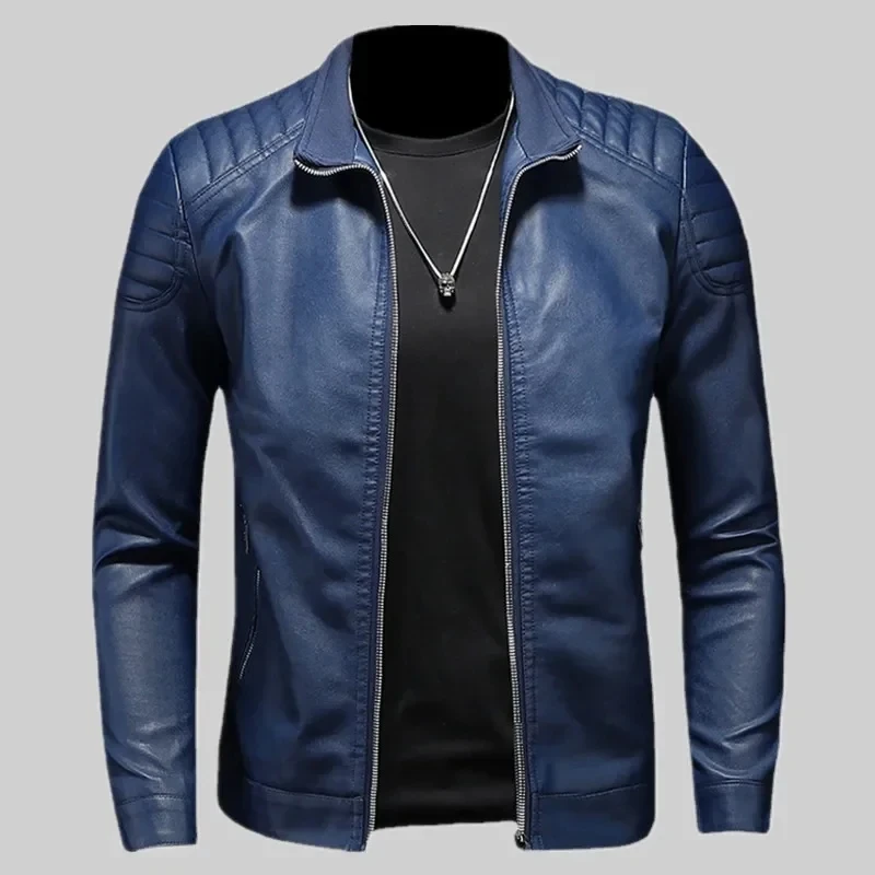 Leather Motorcycle Jacket Men Slim Short-Coat Collar PU Jackets Windproof Leather Coat Blazer Men Blazers 5XL leather jackets
