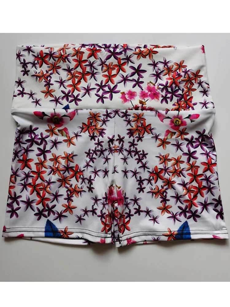 Floral Printing Yoga Women Shorts Summer Workout High Waist Quick Dry Elastic Gym Tights Female Push Up Butt Drop Ship