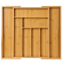 Adjustable Expandable Bamboo Drawer Organizer for Kitchen,Bedroom or Living Room-Ideal for Organizing Cutlery,Silverware& Knives 1