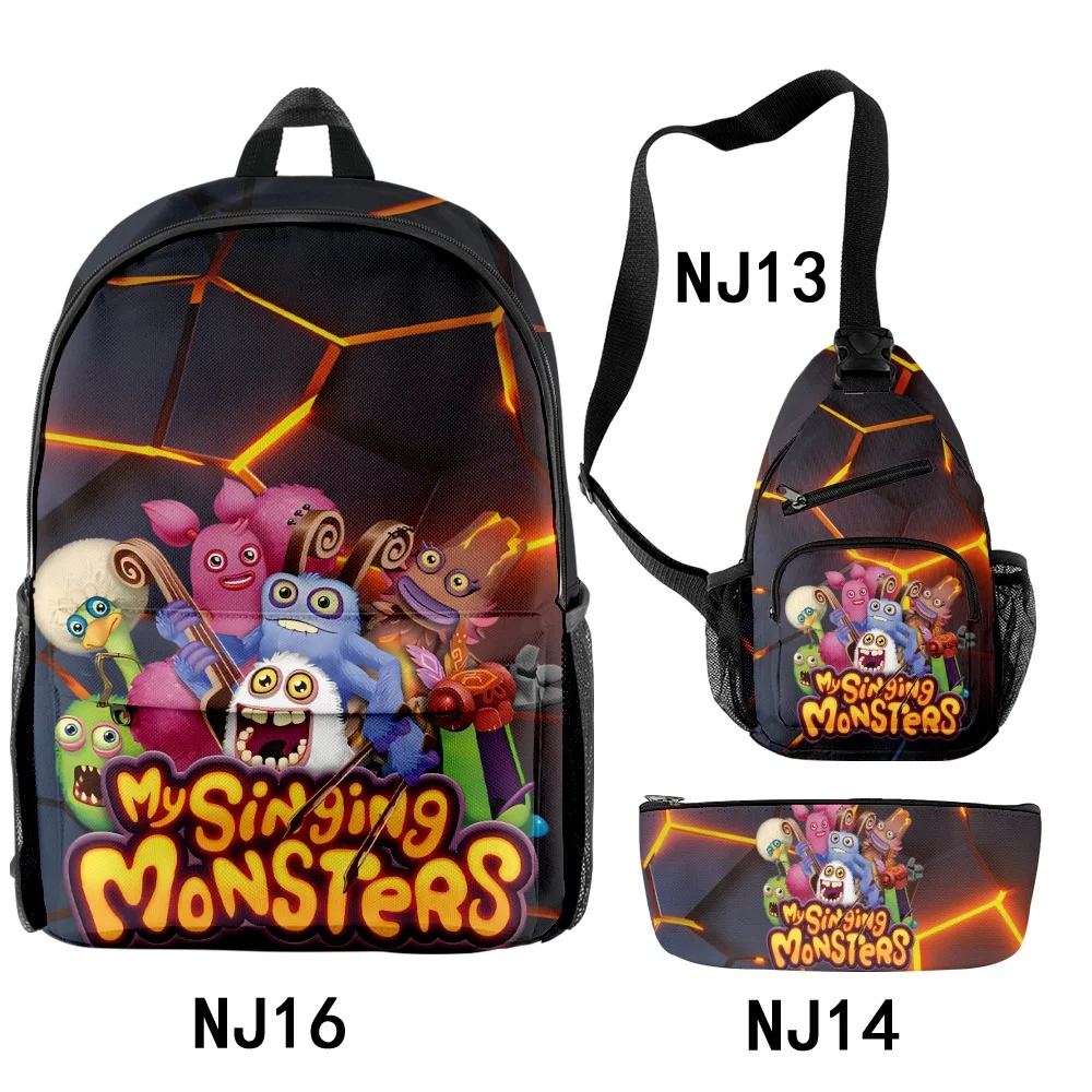 

Fashion Youthful Funny my singsing monsters 3pcs/Set Backpack 3D Print Bookbag Laptop Daypack Backpacks Chest Bags Pencil Case
