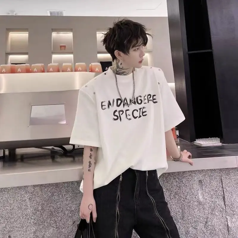 メンズ半袖ゴシックTシャツ,ルーズでカジュアル,デザイナー
