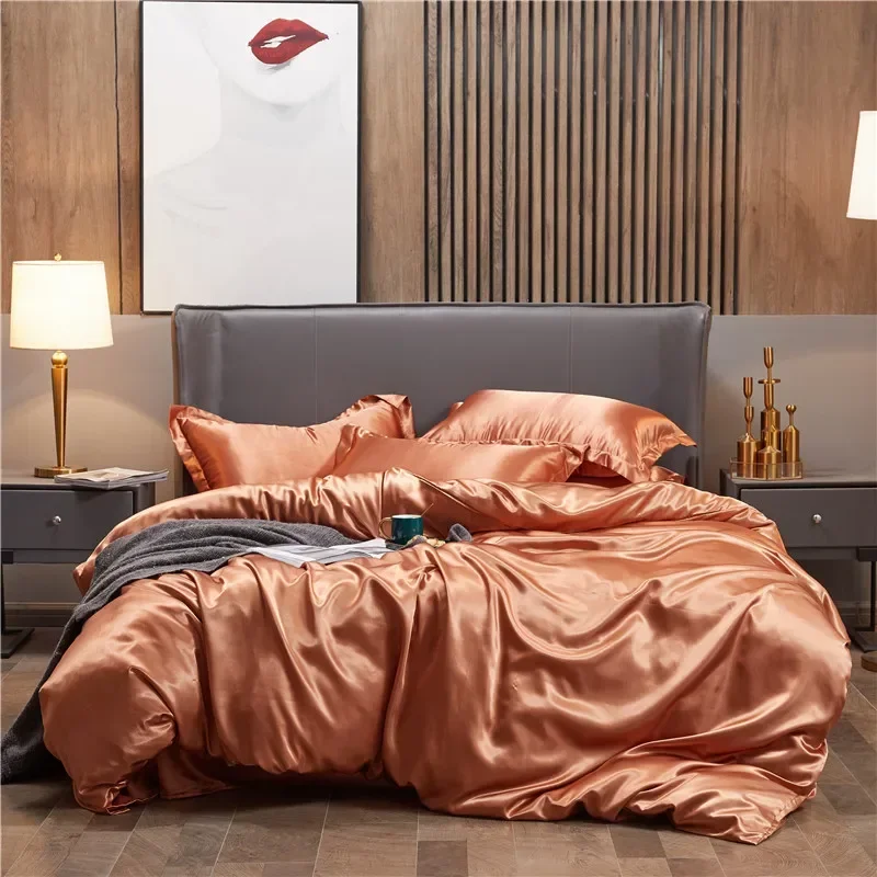 Premium Rayon Satin Duvet Cover – Luxurious Smooth Solid Quilt Cover