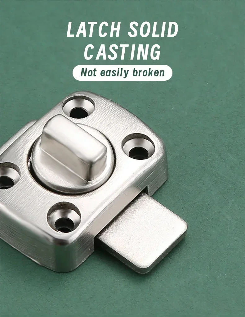 Description Picture 4 of item1pc Home Security Latch Rotate Bolt Latch Gate Latches Door Slide Lock Twist Rotating Barrel Lock For Bathroom Toilet Door Lock