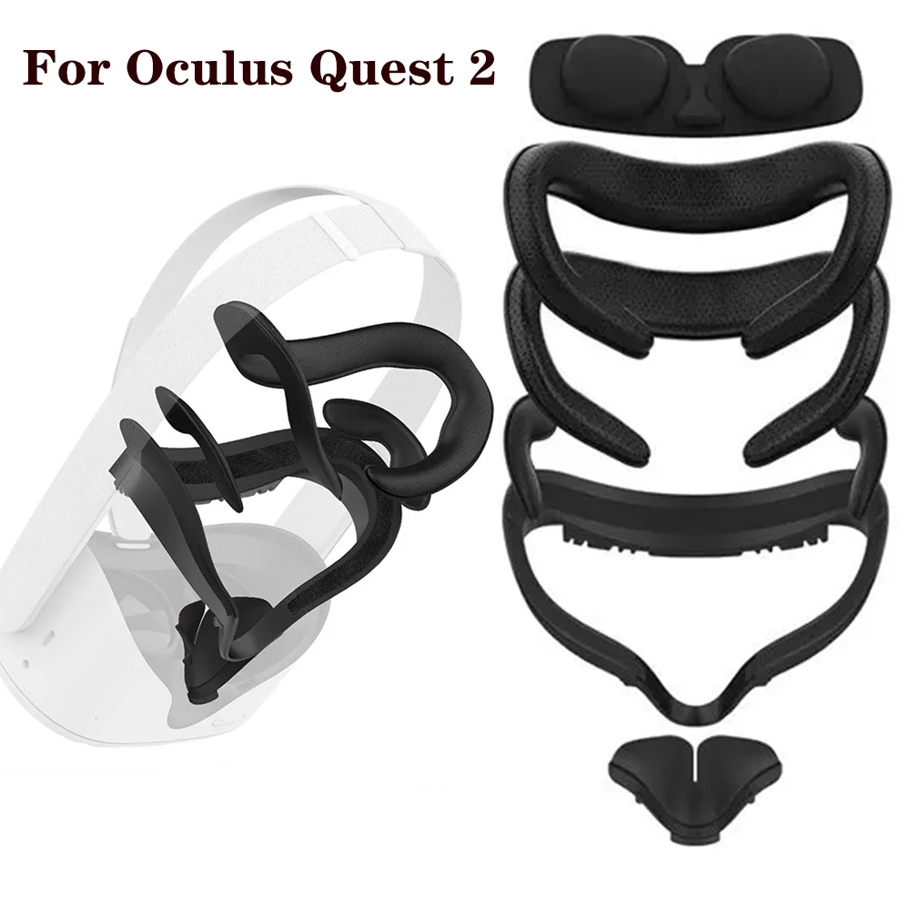 

7-In-1 Face Cover for Oculus Quest 2 Facial Interface Bracket PU Leather Foam Cushion Eye Pad Replacement Face Mask VR Parts