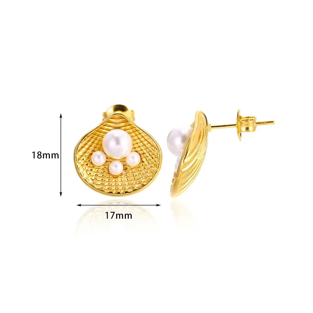 Pearl Shell Stud Earrings For Women