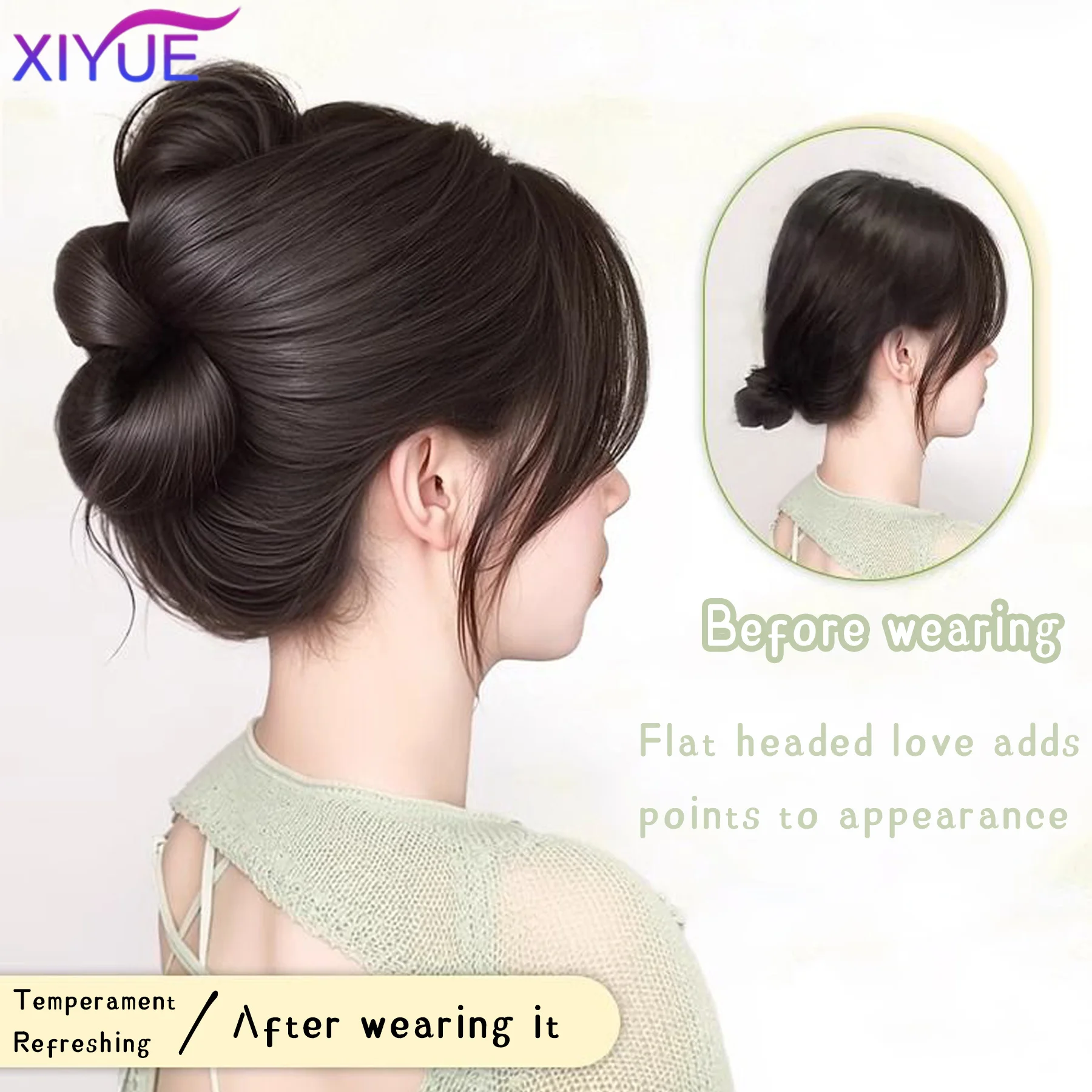 Synthetic Messy Bun Hair Piece Claw Clip Ponytail Extensions Scrunchie-style Lazy Flower Bud Bun Chignon Wavy Curly Ponytail