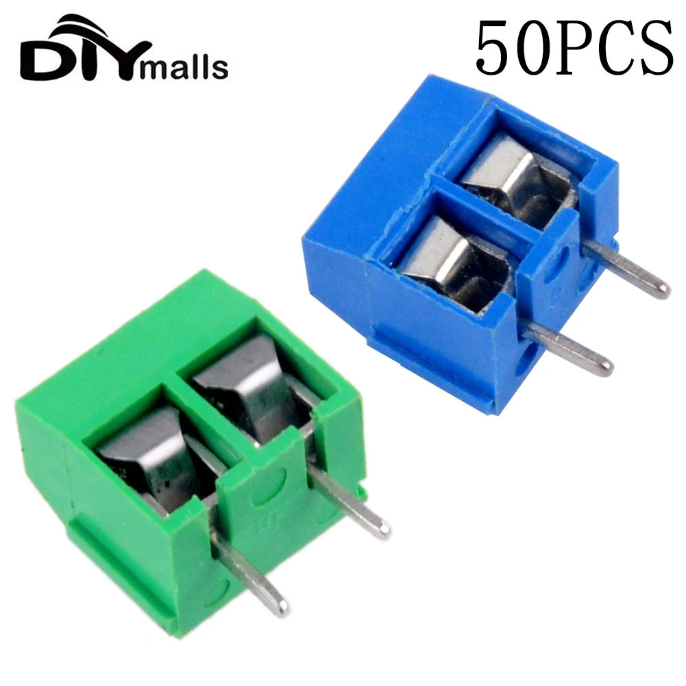 50PCS KF301-2P 5.0mm Blue Connect Terminal Blue Plug-in Screw Terminal Block Connector Connector Blue and green