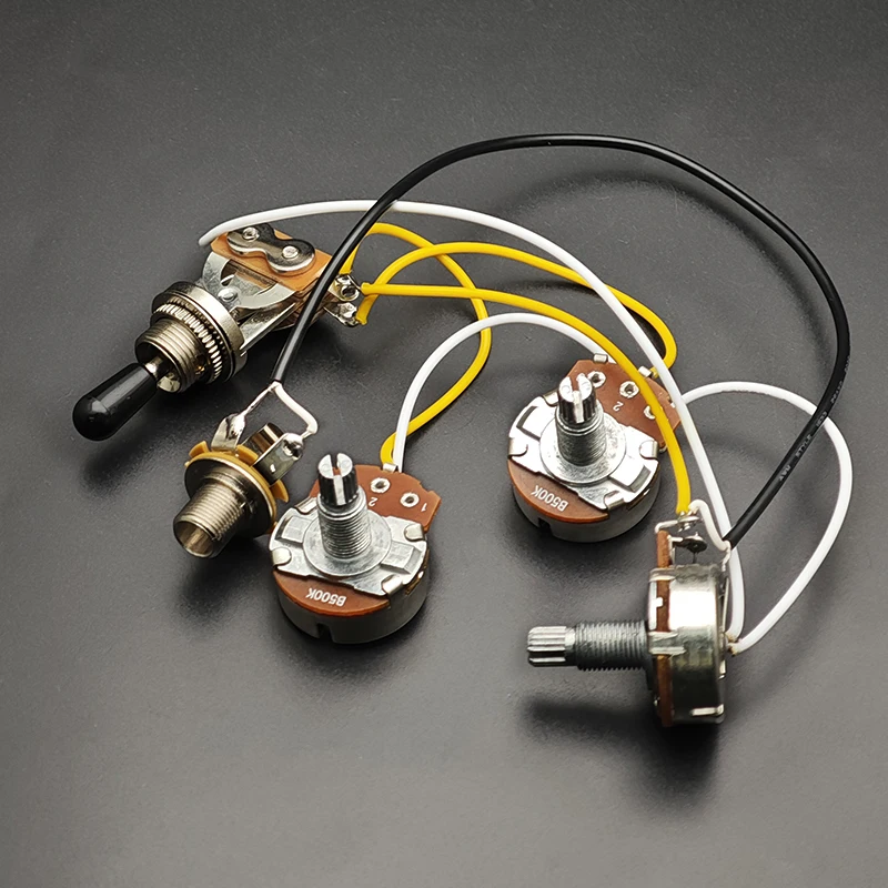 Guitar Wiring Harness Prewired 2 Volume & 1 Tone 3-500K Pots 3-Way