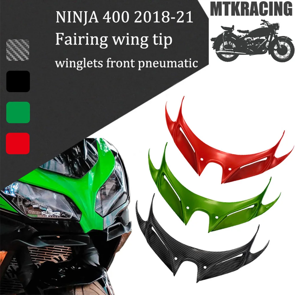 

MTKRACING For Ninja 400 250 NINJA400 NINJA250 18 19 Winglets Front Fairing Pneumatic Wing Tip Wing ABS Plastic Cover Protective