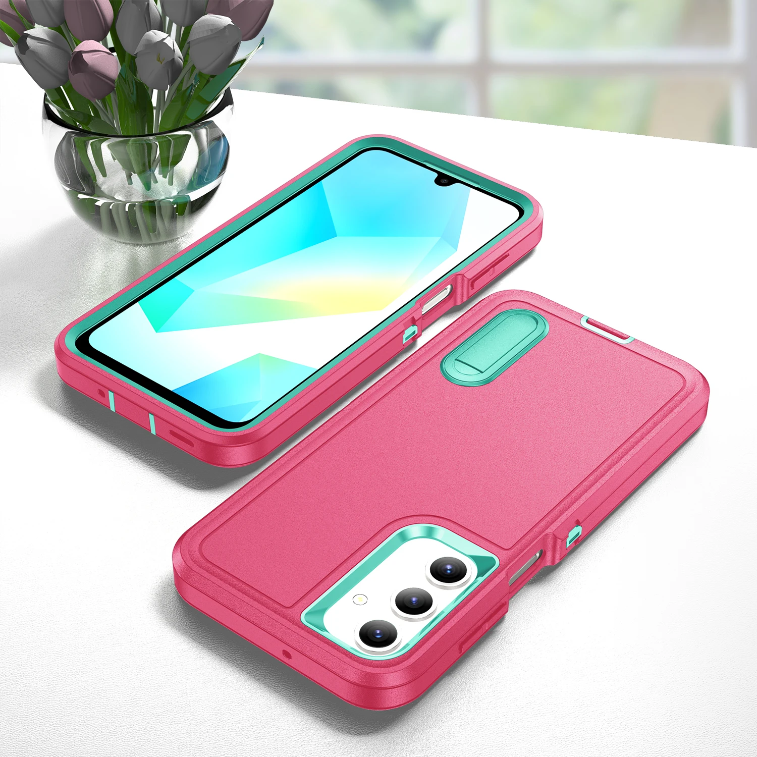 Rugged Military Hard Case with Kickstand - Premium Protection Back Cover