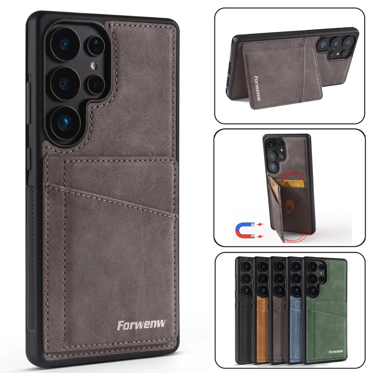 Premium Magnetic Leather Phone Case Cover