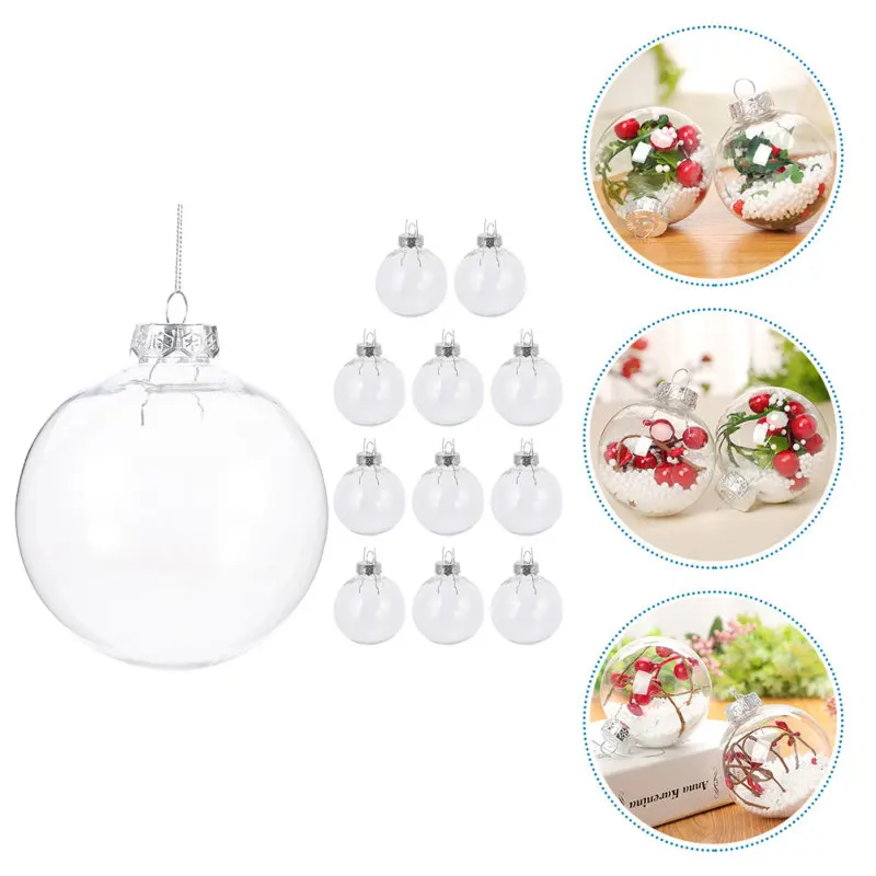 Description Picture 5 of item10/12pcs Christmas Transparent Ball Plastic Fillable Bauble 8-10cm Xmas Tree Hanging Ornaments Decoration Wedding Party Gift Box