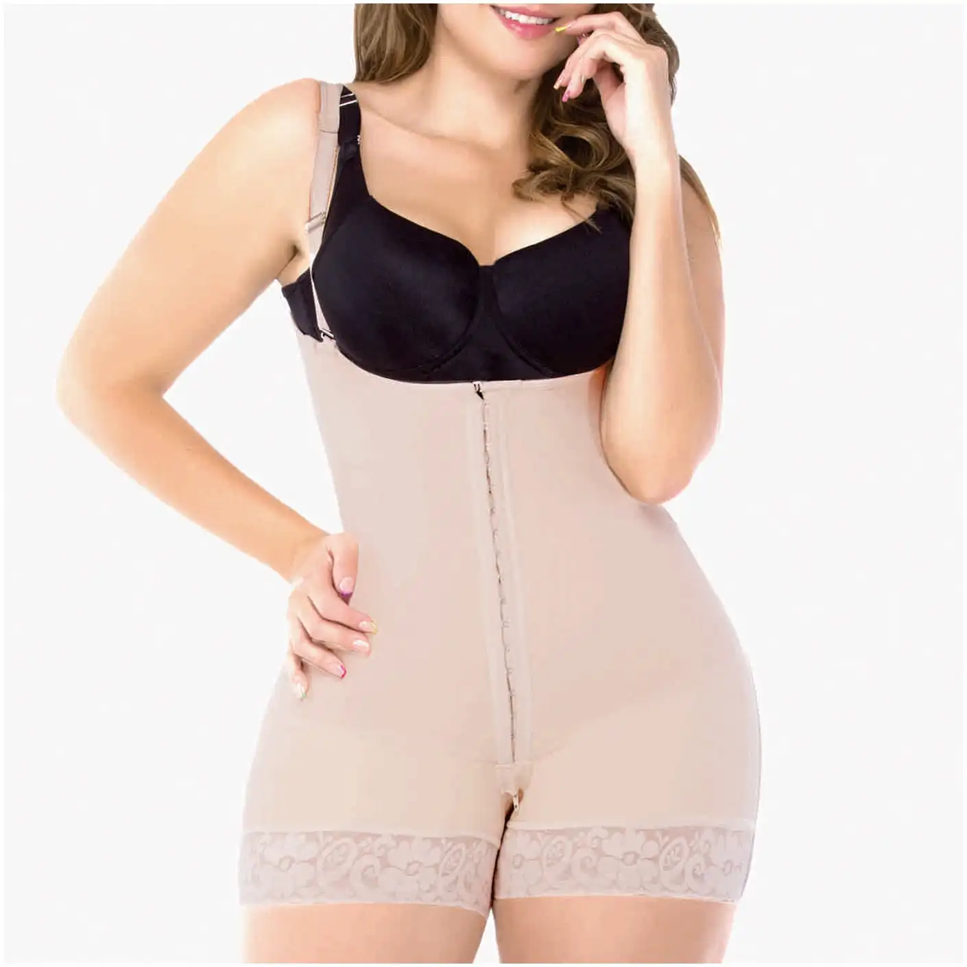 Women's Compression Garment With Thin Straps Hook Closure Waist Slimming Shapewear
